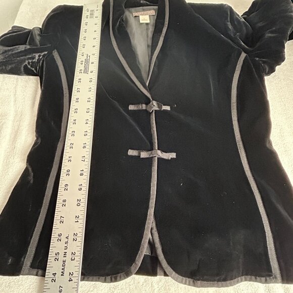 Sigrid Olsen Black Velvet Blazer Jacket Size 10 Shawl Collar Vintage Style Bow - Picture 7 of 7